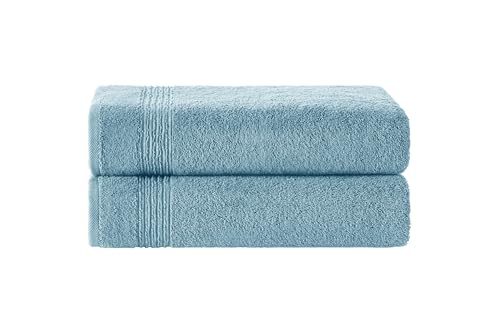 Ozdilek 2-Piece Bath Towels, 27x54 100% Turkish Cotton, Luxury Quick Dry, Extra Large, Fade-Resistant, Eco-Friendly, Spa Towel, Comfortable (Milky Blue) - color: Milky Blue