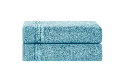 Ozdilek 2-Piece Bath Towels, 27x54 100% Turkish Cotton, Luxury Quick Dry, Extra Large, Fade-Resistant, Eco-Friendly, Spa Towel, Comfortable (Milky Blue) - color: Milky Blue