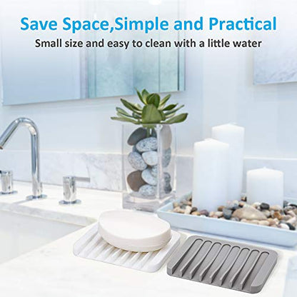 4PCS Self-Draining Silicone Bar Soap Dish and Holders for Shower | Easy Clean, Can Extend Soap Life, Premium Sponge Holder for Sink, Kitchen, Bathroom, or Counter, Soap Tray for Shower