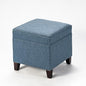 Linen Storage Ottoman with Wooden Legs, 17" Square Upholstered Flip-Top Footrest Stool, Extra Seat or Coffee Table for Living Room, Bedroom, Entryway, Blue - color: Blue