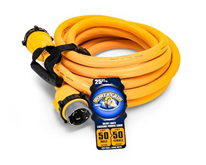Camco PowerGrip 25-Foot Marine/Boat Extension Cord with 30M/30F Locking Adapter | Allows for Easy Boat Connection to Distant Power Outlets (55611) - size: 25', style: 30M Locking/30F Locking