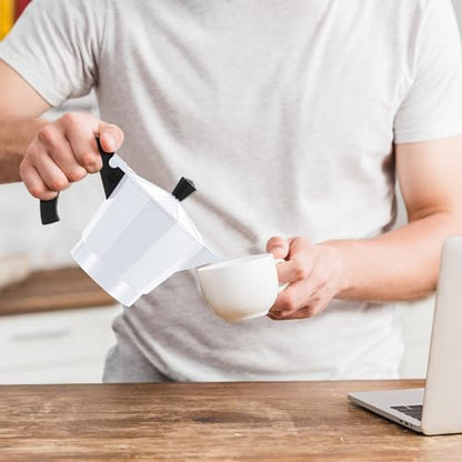 Coffee Pot 6 Cup Electric Espresso Coffee Maker Italian Moka Maker 300ml Portable Aluminum Espresso Machine Cafetera Moka Pot with Detachable Base, Gift for Home Travel(White) - color: White