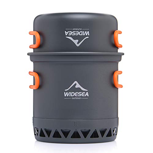 widesea Camping Cookware Outdoor Pot Pan Cooking Equipment Heat Exchange Design for Hiking Backpacking Travel - style: For 1 Person