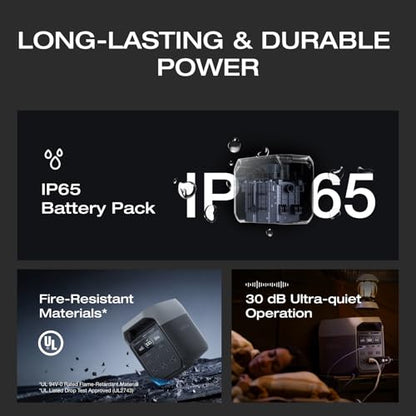 EF ECOFLOW Solar Generator Delta 3 with 220W Bifacial Solar Panel, 1024Wh Portable Power Station, LFP Battery 1800W AC/100W USB-C Output, Full Charge in 56 Min for Home Backup Power, Camping & RVs - style: DELTA 3+220W