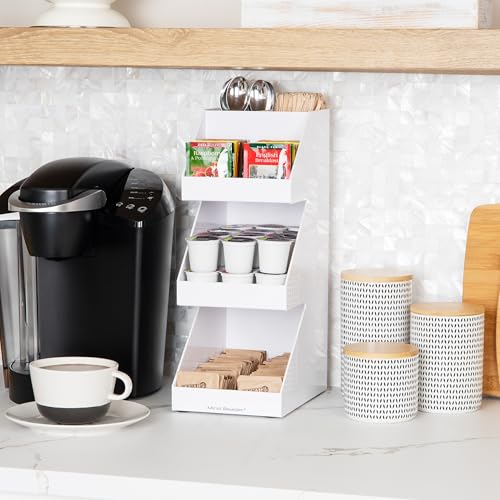 Mind Reader Coffee Tea Utensil and Condiment Station, Countertop Organizer, Coffee Bar, Kitchen, 6" L x 9" W x 16" H, White (Pack of 2) - size: 3 Tier (Pack of 2)