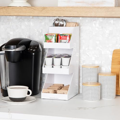 Mind Reader Coffee Tea Utensil and Condiment Station, Countertop Organizer, Coffee Bar, Kitchen, 6" L x 9" W x 16" H, White (Pack of 2) - size: 3 Tier (Pack of 2)