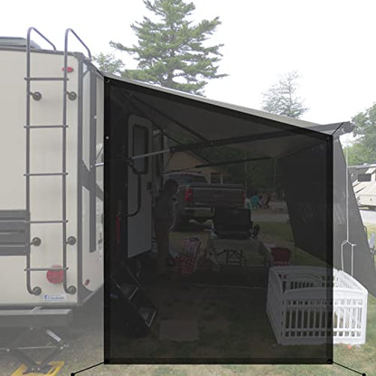 Shadeidea RV Awning Sun Shade Screen for Side Panel - 9' 6'' X 7' 6'' -Black Mesh Sunshade Motorhome Camping Trailer UV Sunblocker Canopy Sunscreen - 3 Year Warranty - size: 9' 6'' x 7' 6'' -Actual Measurement
