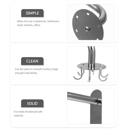 ABOOFAN Stainless Steel Multi-Function Rotating Hooks Set, No Punch Wall-Mounted Household Hangers for Bathroom and Kitchen Storage, Traceless Heavy Duty Organizer with 6 Hooks