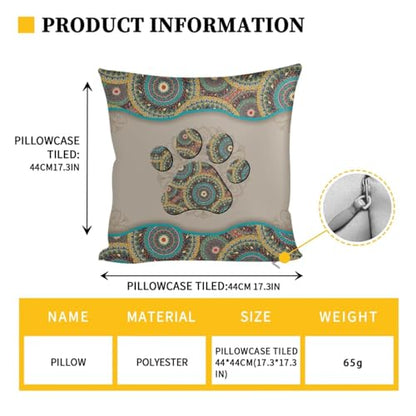 Boho Mandala Dog Paw Print 3 Pcs RV Dinette Cushion Covers Stretch Camper Cushion Slipcover Sofa Furniture Protector Include 1 Backrest Cover 1 Bench Cover and 1 Pillowcase - color: Boho Mandala Dog Paw