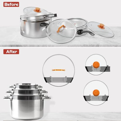 Adjustable Universal Pot Lid Holder Organizer for Cabinet - Upgraded Patented 3 Pack Pan Lids Organizers Inside Door Wall Mount Pots Top Rack for Kitchen Cupboard Fit 6" to 13" (Black) - size: 3Pack-Black