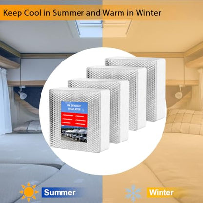 4 Pack RV Skylight Insulator14 x14 x3, RV Vent Insulator, RV Skylight Cover with Reflective Surface, Waterproof RV Insulation for Inside Camper, RV Skylight Pillow - size: 14in x 14in x 3in 4PCS