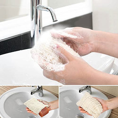 E-Know Soap Bag, 10 Pack Natural Sisal Soap Saver, Zero Waste Plastic-free Soap Net, Foaming and Drying The Soap, Massage, Peeling - color: 10 Pack