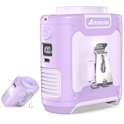 AMACOOL Portable Waist Fan Clip On, Gifts for Men Dad Husband, 10000mAh Rechargeable Wearable Shirt Fan, Powerful Belt Fans, Birthday Gifts for Women Jobsite Travel Camping Essentials 2026 - color: Lavender