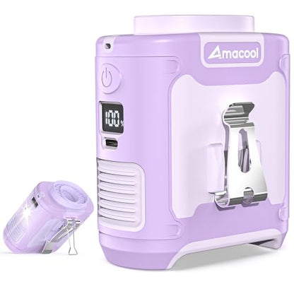 AMACOOL Portable Waist Fan Clip On, Gifts for Men Dad Husband, 10000mAh Rechargeable Wearable Shirt Fan, Powerful Belt Fans, Birthday Gifts for Women Jobsite Travel Camping Essentials 2026 - color: Lavender