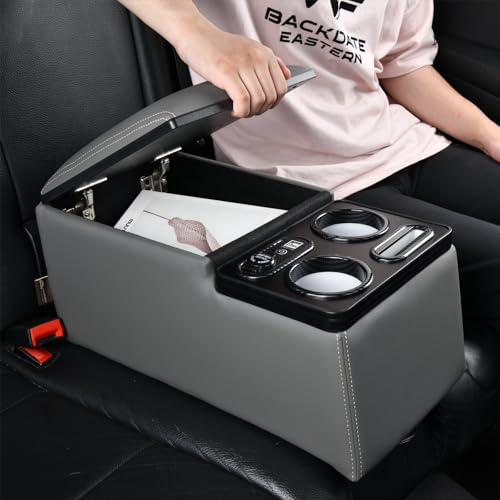 Coverado Car Center Console, Universal Bench Seat Consoles, Truck Center Console Automotive Center Console, Back Seat Organizer With Cup Holder+Phone Holder, Central Armrest Storage Box (Update, Gray) - color: Gray, style: Update