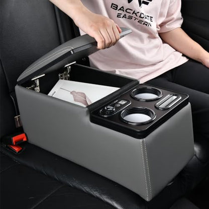 Coverado Car Center Console, Universal Bench Seat Consoles, Truck Center Console Automotive Center Console, Back Seat Organizer With Cup Holder+Phone Holder, Central Armrest Storage Box (Update, Gray) - color: Gray, style: Update
