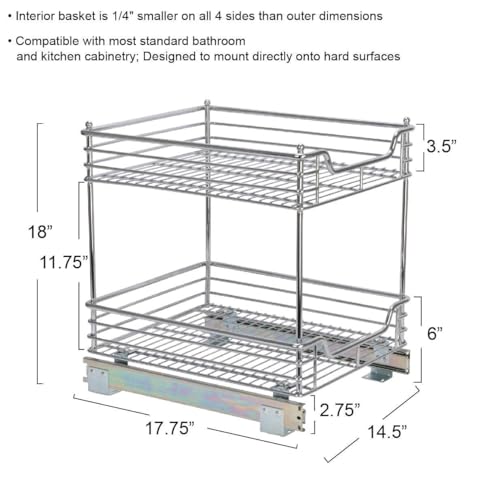 Household Essentials Chromed Steel 2-Tier Artisan Pull-Out Organizer - size: 14.25" - Standard, style: 2-Tier