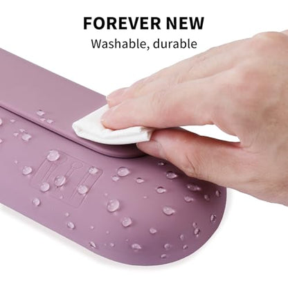 AGIKET Silicone Makeup Brush Holder Travel Cosmetic Bag：Soft Portable Cosmetic Face Brushes Holder with Upgrade Anti-Fall Out Magnetic Closure, Large Travel Makeup Brush Case - Light Purple - color: Light Purple, style: Brush Holder