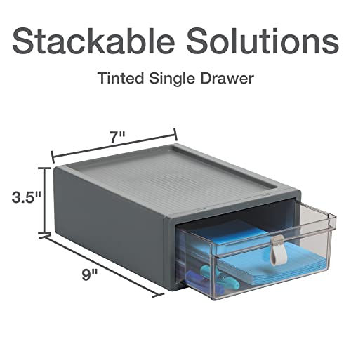 Pendaflex Stackable Drawer, Durable Plastic, Silicon Handles, Tinted Drawers, Single, Gray, 9" x 7" x 3.5", Medium, 1 Piece (41792) - size: Medium, Single
