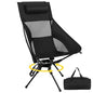 Swivel Portable Camping Chair, High Back Folding Chair with Detachable Pillow, Compact Lightweight Backpacking Chair for Outdoor, Travel, Beach, Hiking, Support 330 LBS, 1 Pack Black