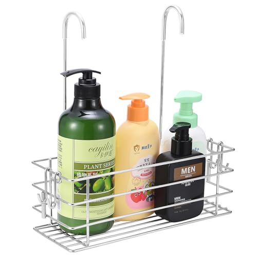 Shower Caddy Hanging Shower Rack SUS304 Stainless Steel Hanging Shower Orangizer with Hooks Over The Door, Shampoo Basket Storage (Single-Layer) - color: Silver, size: 1-Tier