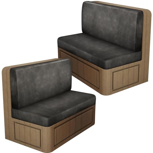 Leather Look RV Dinette Cushion Covers, Stretch Camper Cushion Slipcovers for Travel Trailer Couch RV Booth Seat, Replacement Camper Sofa Chair Protector (2 Backrest Cover & 2 Bench Cover,Khaki) - color: Charcoal Gray, size: 2 Sets