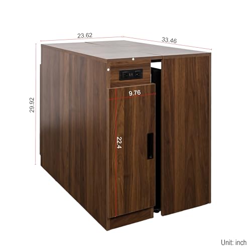 24"-118" Extendable Dining Table with Storage for 2-12 People, Modern Space-Saving Extra Long Wood Folding Table with USB & AC Outlets, Multifunctional Conference Meeting Table, Walnut - color: Walnut, style: 24" - 118.5" (2-12 People)