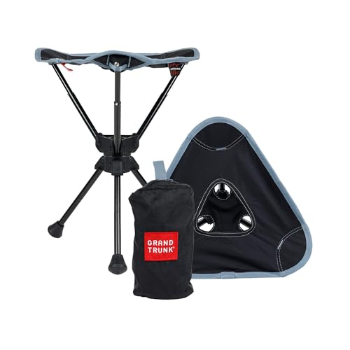 GRAND TRUNK Compass 360° UC Swivel Stool | Ultra-Compact Foldable Camping Seat | 260 lb Capacity | 7000 Series Aluminum Frame, Portable for Hiking & Travel | Sea Black