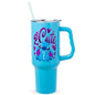 Silver Buffalo Disney Lilo and Stitch “2 Cute” Double Walled Stainless Steel Tumbler with Handle, Fits in Standard Cup Holder, 40 Ounces - color: Kawaii Stitch Sitting