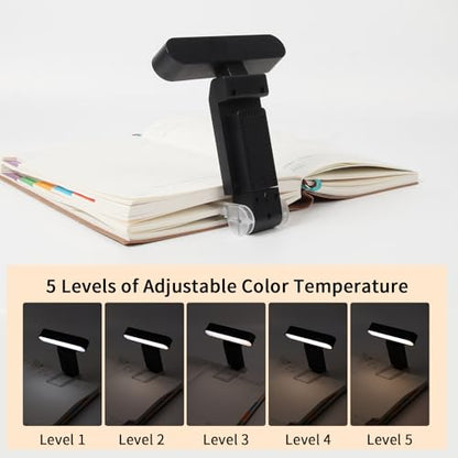 Book Light,USB Rechargeable Clip-On Reading Light,30 Adjustable Modes,Eye-Caring with Timer,Perfect for Book Lovers/Travel(Black, Rectangle) - color: Black, size: Rectangle