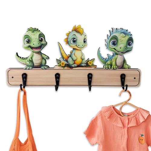 Dog Leash Holder for Wall Mount, Farmhouse Wooden Dog Claw Hooks, Paws Key Rack Accessories for Rustic Home Decor (Dinosaur) - size: dinosaur