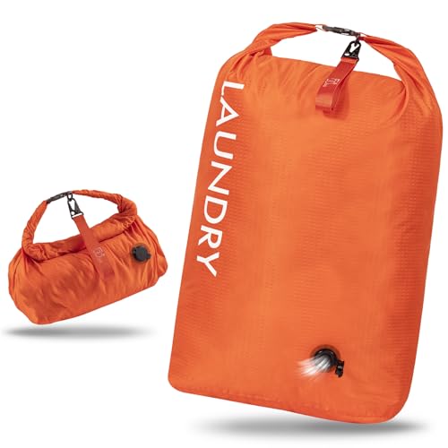 Travel Laundry Bag, Vacuum Compression Dirty Clothes Travel Bag, Waterproof Wet/Dry Space-Saving Laundry Storage Organizer, Smell Proof Storage Bag for Clothing, Swimming, Yoga, Gym, Camping - color: Orange, size: Large