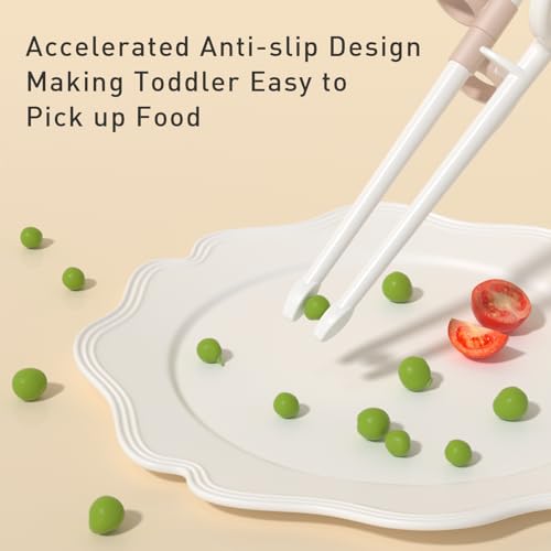 Toddler Utensils Stainless Steel Kids Silverware Set with Kids Training Chopsticks and Baby Spoon and Fork for Self Feeding Learning with Case - color: Brown Brown Brown
