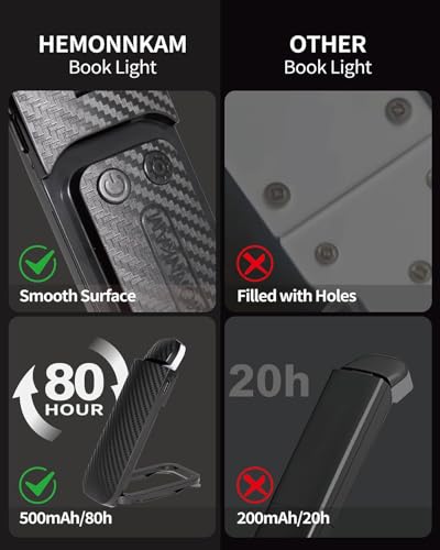 HEMONNKAM Book Reading Light, 2 Pack Rechargeable Clip on Booklight, Eye Caring 3 Color Temperatures & 5 Brightness Levels, Night Use for Bed, Long Lasting, Reading at Night in Bed, Black+Light Blue - color: Black+Light Blue