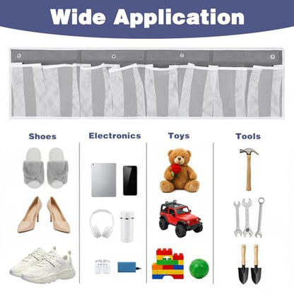 2 Pack RV Shoe Storage Solutions, Hanging Shoe Organizer with 8 Large Pockets, Wall Mounted Bedside Caddy for Entryway, Camper, Dorm & Bedroom Organization, Gray