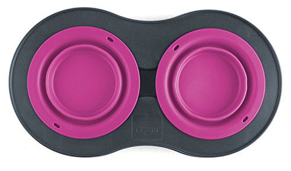 Dexas Popware for Pets Double Elevated Pet Feeder, Large, Gray/Pink - color: Gray/Pink, size: Large/2.5 Cup Capacity Bowls