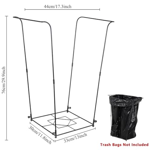 Trash Bag Holder, 30-45 Gallon Metal Garbage Bag Holder, Multi-use Portable Trash Bag Holder Stand, Square Pattern Base Leaf Bag Holder for Patio, Yard, Garden - color: BlackC-1 PC