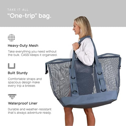 MISSION Boat Gear CASSI Heavy-Duty Outdoor Tote and Waterproof Marine-Grade Mesh Boat Bags - color: Steel Blue, size: 170 Liter