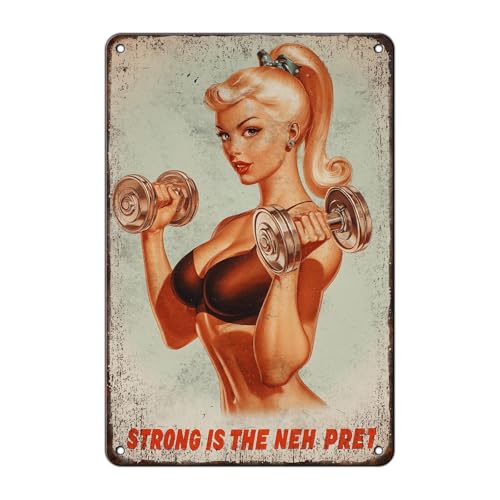 Strong Is The New Pretty Metal Tin Sign Empowering Wall Art for Women’s Gym Inspirational Fitness Decor Vintage Rustic Metal Poster for Home 12 * 8in - color: Vintage Metal Sign 11, size: 20X30cm(12*8in)