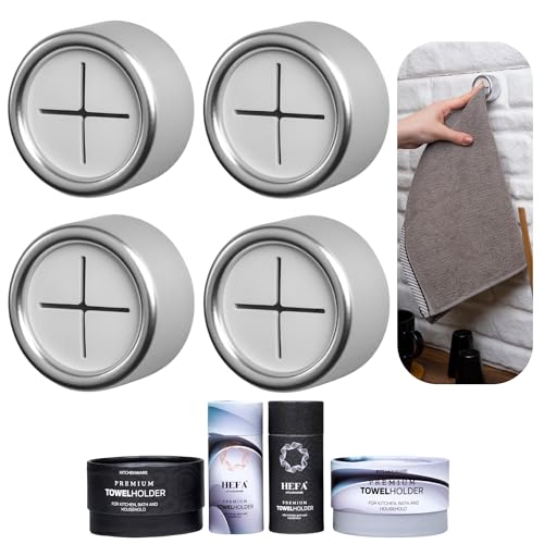 HEFA Self Adhesive Dish Towel Holder Hooks, No Drill Organizer for Cabinet Door, Sink Area or Bathroom, Space Saving Design, 4 Pack - color: Deep Grey, size: 4 Pack