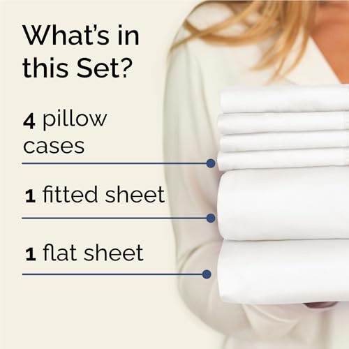 Full 6 Piece Sheet Set - Comfy Breathable & Cooling - Ultra Soft Hotel Luxury Bedding Set w/ 8-16 Inch Deep Pockets - 1 Flat & 1 Fitted Sheet & 4 Pillowcases - Wrinkle Free & Easy Care - Antique White - color: 02 - Antique White, size: Full