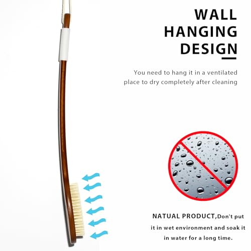 ICANdOIT-17.71Inch Natural Boar Bristles Anti-Slip Long Handle Bath Brush,Bent Handle Shower Scrubber for Exfoliating,Shower Back Brush,Exfoliation Set with Pumice Stone(2 Pack) - size: 17.71"Boar Bristles Back Brush+ Pumice-4Pack