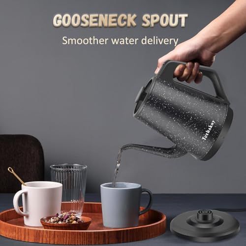 Gooseneck Electric Kettle, 1L Pour Over Coffee Kettle, 1000W Fast Boil Stainless Steel Water Boiler, for Tea Coffee, Office Dorm Kitchen, Auto Shut-Off, Black Star Design, BPA-Free - color: Classic Black