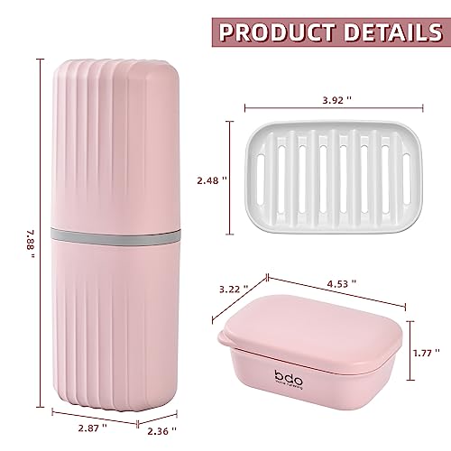 VITVITI Toothbrush Travel Case, Portable Travel Soap Container Leakproof Dish Tray, 7.88 inch Toothpaste Travel Toothbrush Holder with Cover for Trip/Bathroom/Camping(Pink) - color: Pink