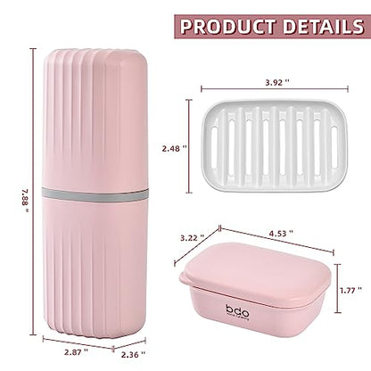 VITVITI Toothbrush Travel Case, Portable Travel Soap Container Leakproof Dish Tray, 7.88 inch Toothpaste Travel Toothbrush Holder with Cover for Trip/Bathroom/Camping(Pink) - color: Pink