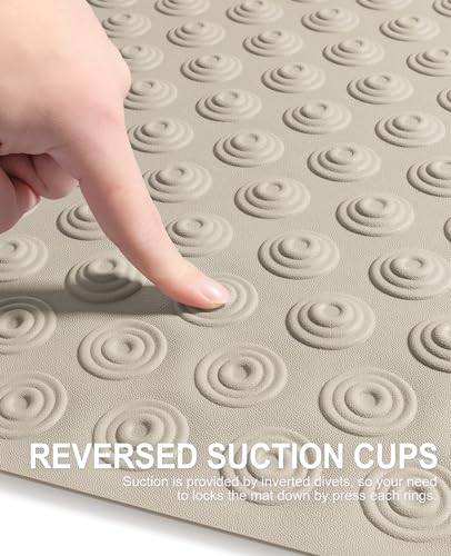 OTHWAY No Suction Cup Bath Mat: 39x16inch Extra Long Bathmat│Perfect for Refinished Bathtub Mat│Made of Nature Rubber│a Blessing for the Elderly and Children (Brown) - color: F-brown