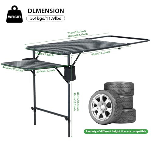Nice C Tailgate Table, Car Desk, Aluminum Tailgate Table, Car Camping, Mounted Camping Tables, Overlanding Gear, Vehicle Tables, Adjustable Height & Length, Lightweight