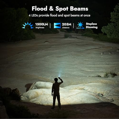 WUBEN X4 EDC Flashlight Rechargeable with RGB Light | 1500 Lumens Mini Tactical Flashlight with Clip, Small Handheld Flashlight for Camping,Emergency,Night Reading&Night Walks Ecl - color: Gray