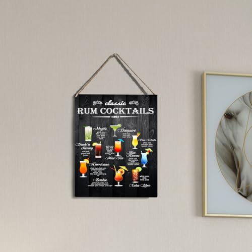 wall-pediments MP 482 Classic Rum Cocktails Guide Plaque, 6.7 x 10 Inches Home Bar Decor - color: Generic 9967