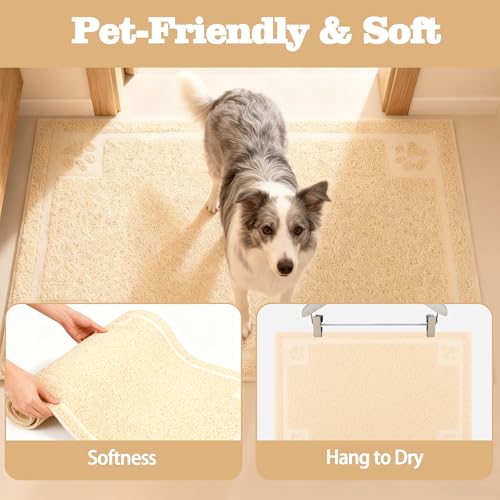 Darkyazi Pet Feeding Mat Large for Dogs and Cats,24"×16" Flexible and Easy to Clean Feeding Mat,Best for Non Slip Waterproof Feeding Mat. (Beige) - color: Beige